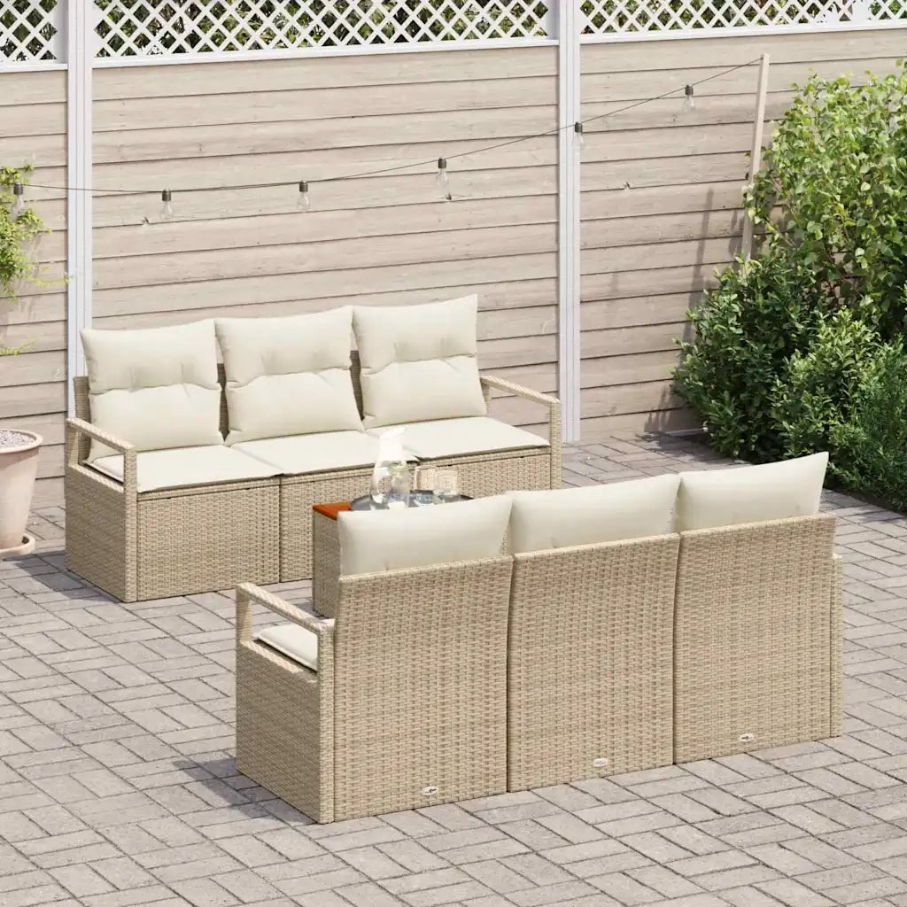 Set Divano da Giardino con cuscino 7 pcs Beige polyrattan 3347652