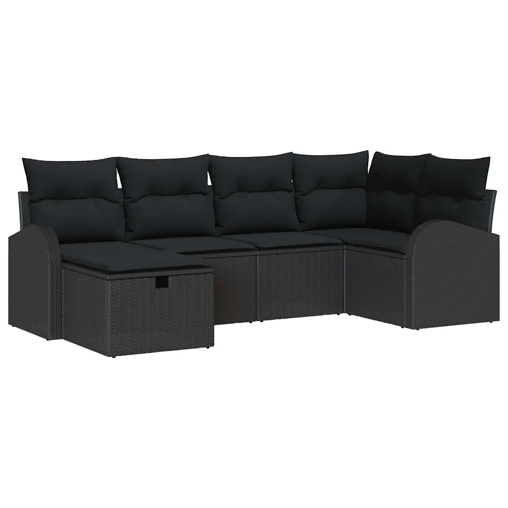 Set di divani con cuscino con archiviazione Nero polyrattan 3359082