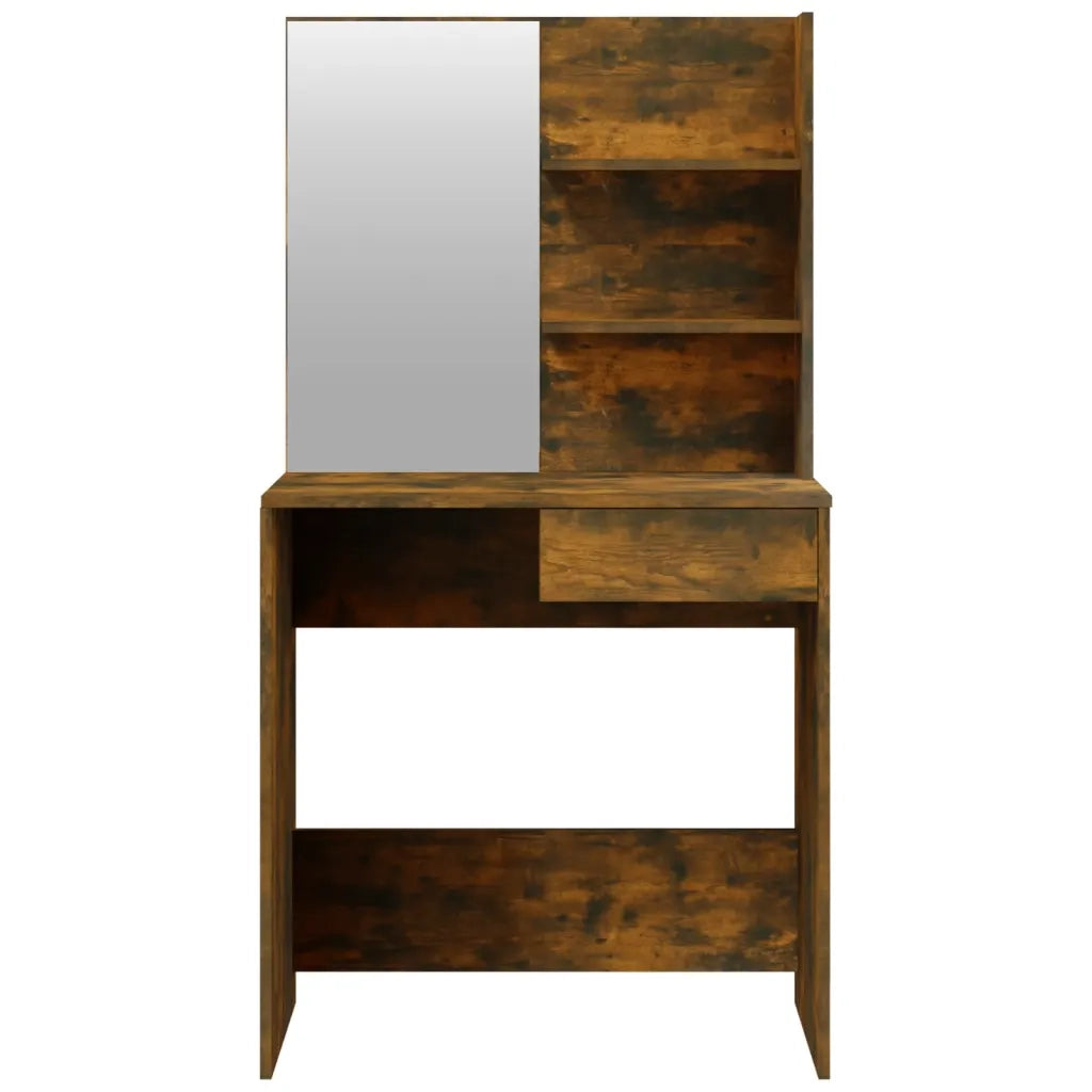 Toeletta con Specchio-Tavolo da Vanit¨¤ Rovere Fumo 74,5x40x141 cm
