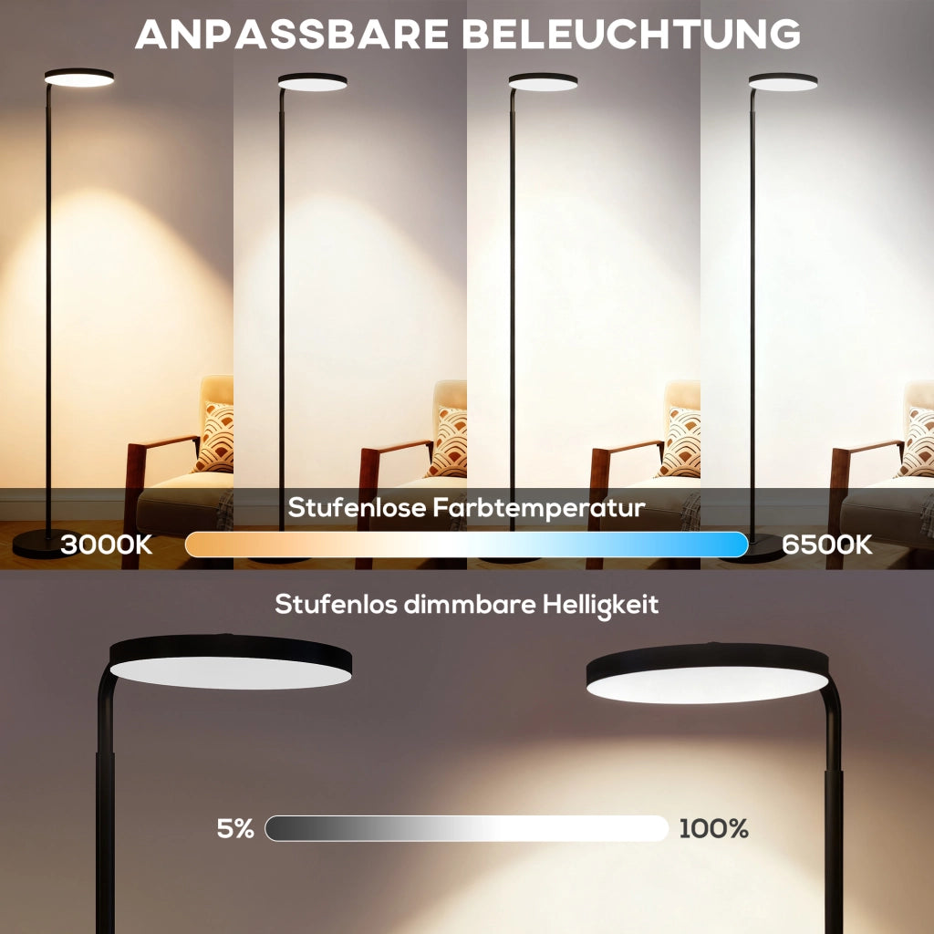Lampada da terra LED regolabile con telecomando magnetico ¨C Minimal ¨C nero, metallo