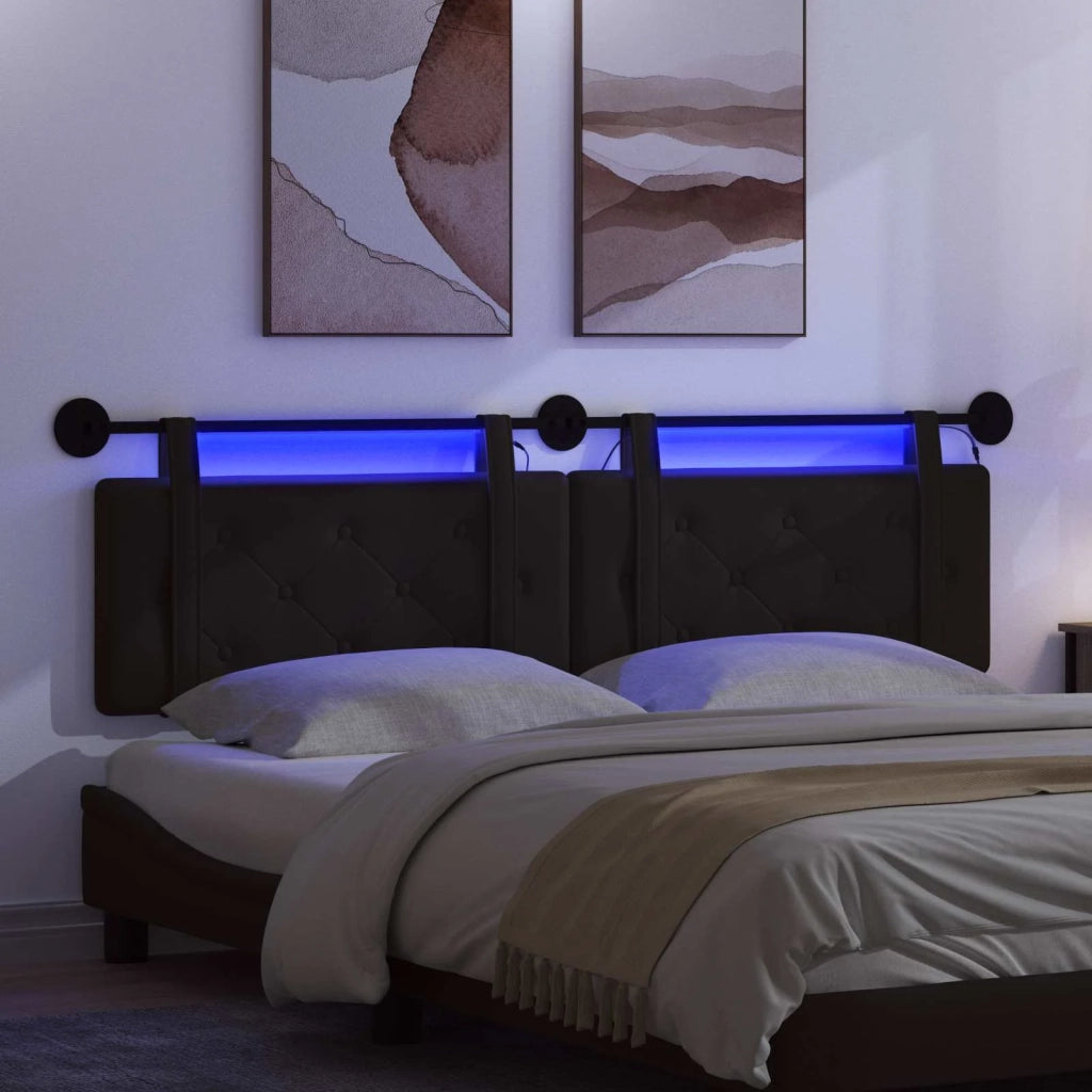 Testiera sospesa Con luce LED Nero Similpelle 3424239