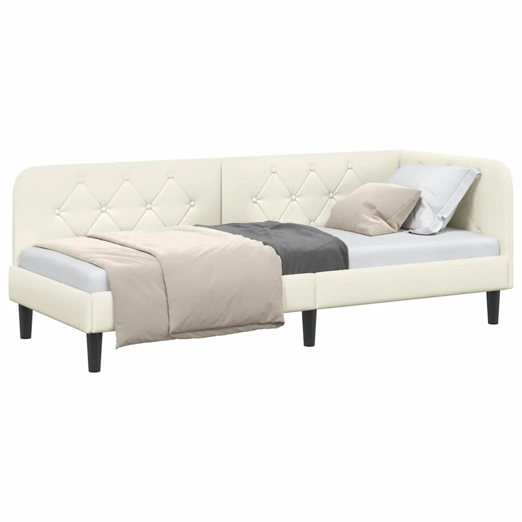 Cornice del letto ad angolo Crema 80 x 200 cm Velluto 42016593