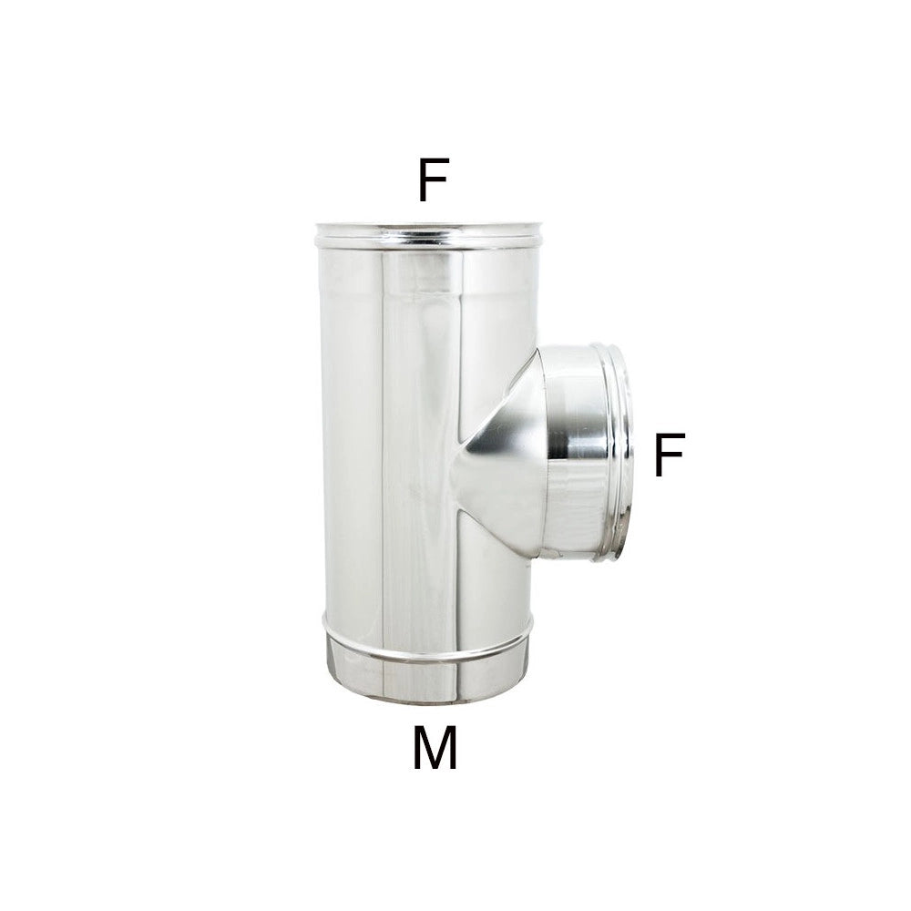 Raccordo inox a t braga mf da 100mm codino f aisi 304