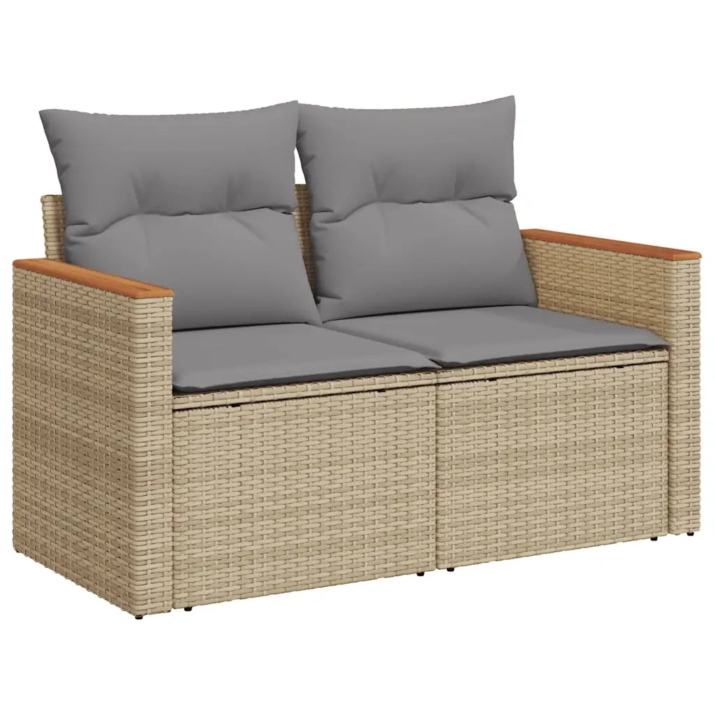 Set Divani da Giardino 7 pz con Cuscini Beige Polyrattan Acacia 3327447