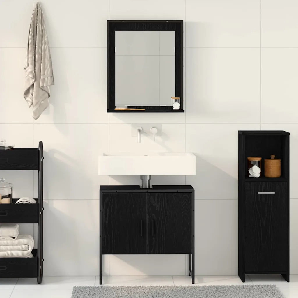 Set di mobili per il bagno 2 pcs Nero Legno multistrato 3334329