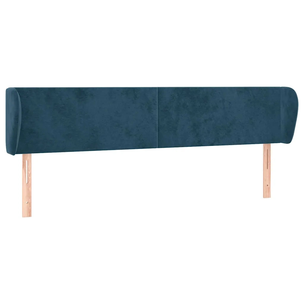 Testiera ad Orecchio-Testata con Orecchie Blu Scuro 203x23x78/88 cm in Velluto 713949