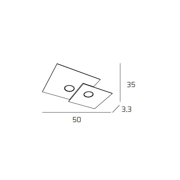 Toplight Plafoniera da soffitto quadrata 2 luci Plate con attacco GX53, struttura colore antracite, design moderno 50x35x3cm