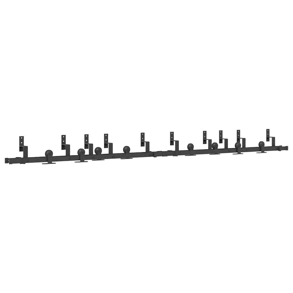 Kit di Binari per Porte Scorrevoli 305 cm Acciaio Nero