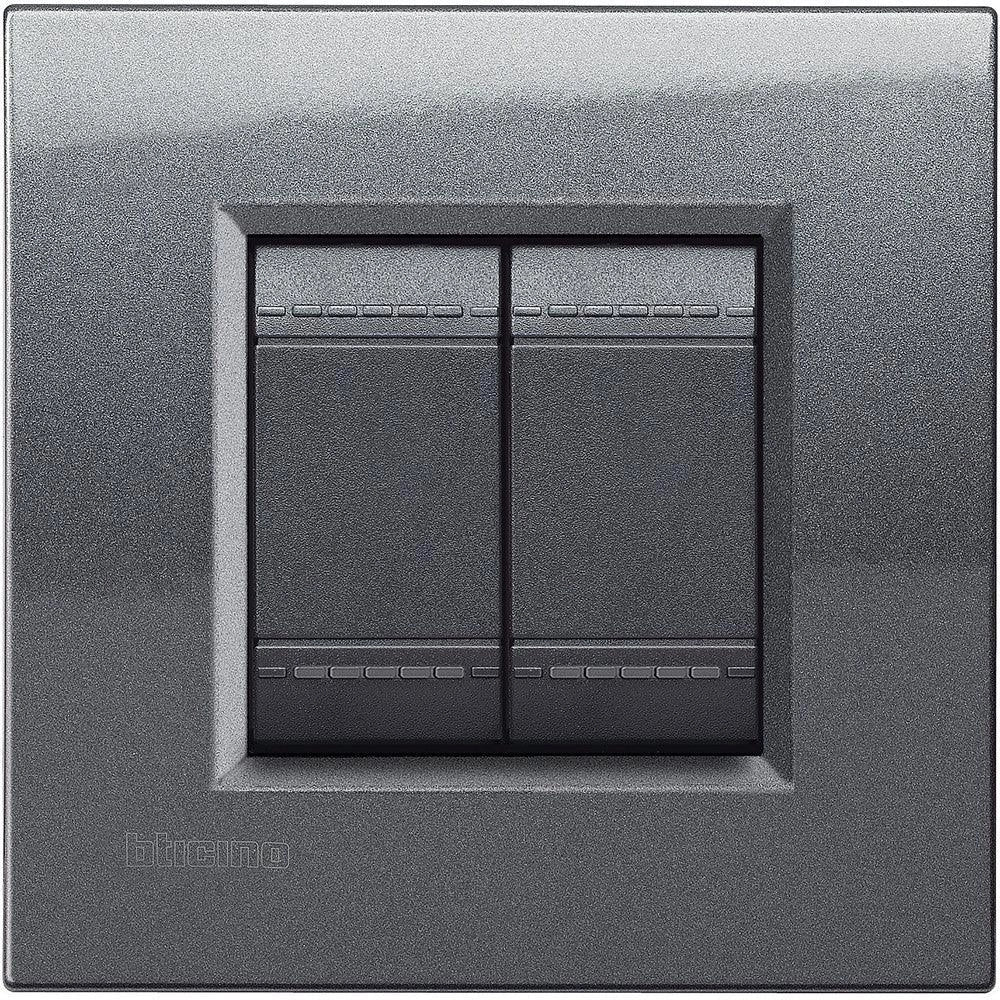 Living Light - Placca quadra 2P Acciaio - LNA4802AC