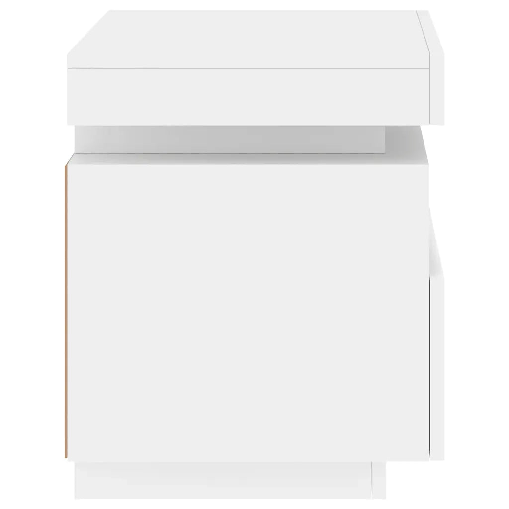 Comodino | Armadio da Notte | Mobiletto da notte con Luci LED Bianco 40x39x48,5 cm