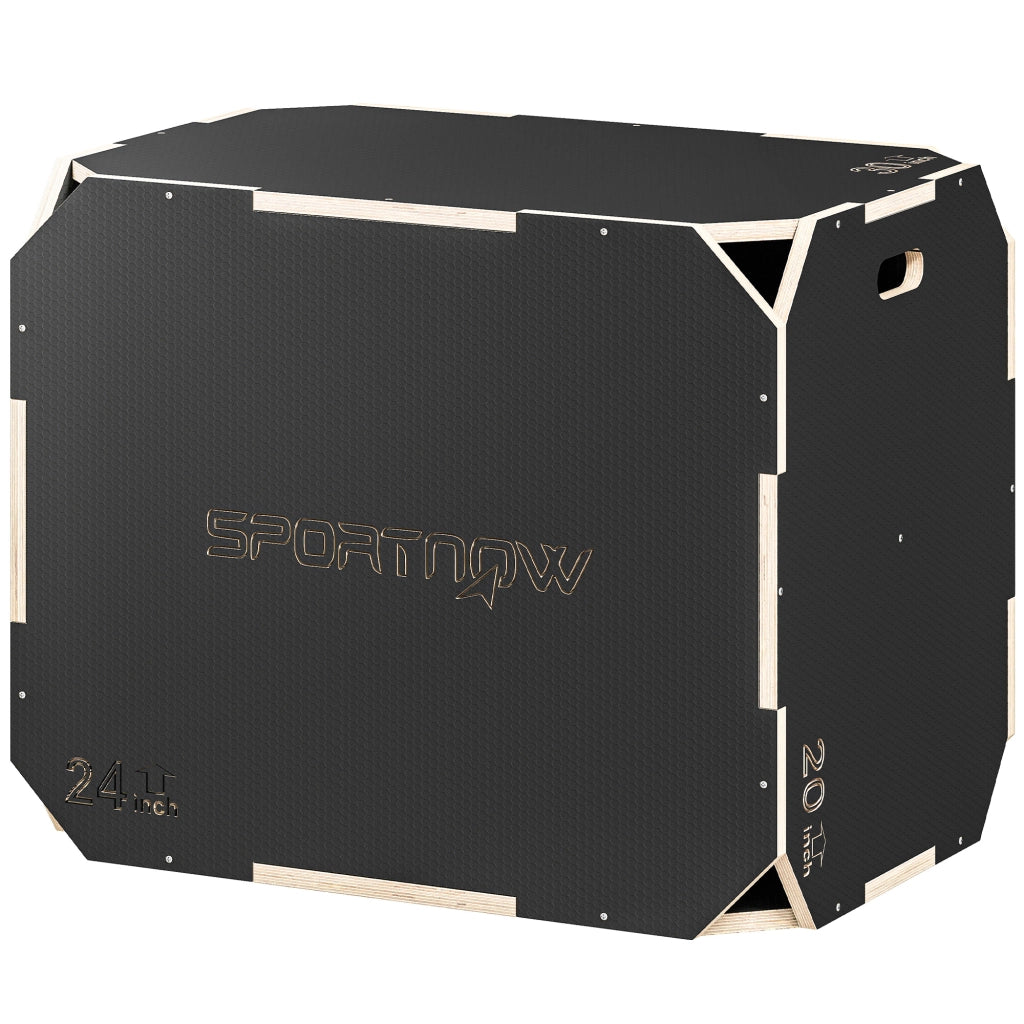 Box Pliometrico in Legno 3 in 1 ¨C Xylo ¨C 3 Altezze Allenamento Salto 76x61x51cm Nero