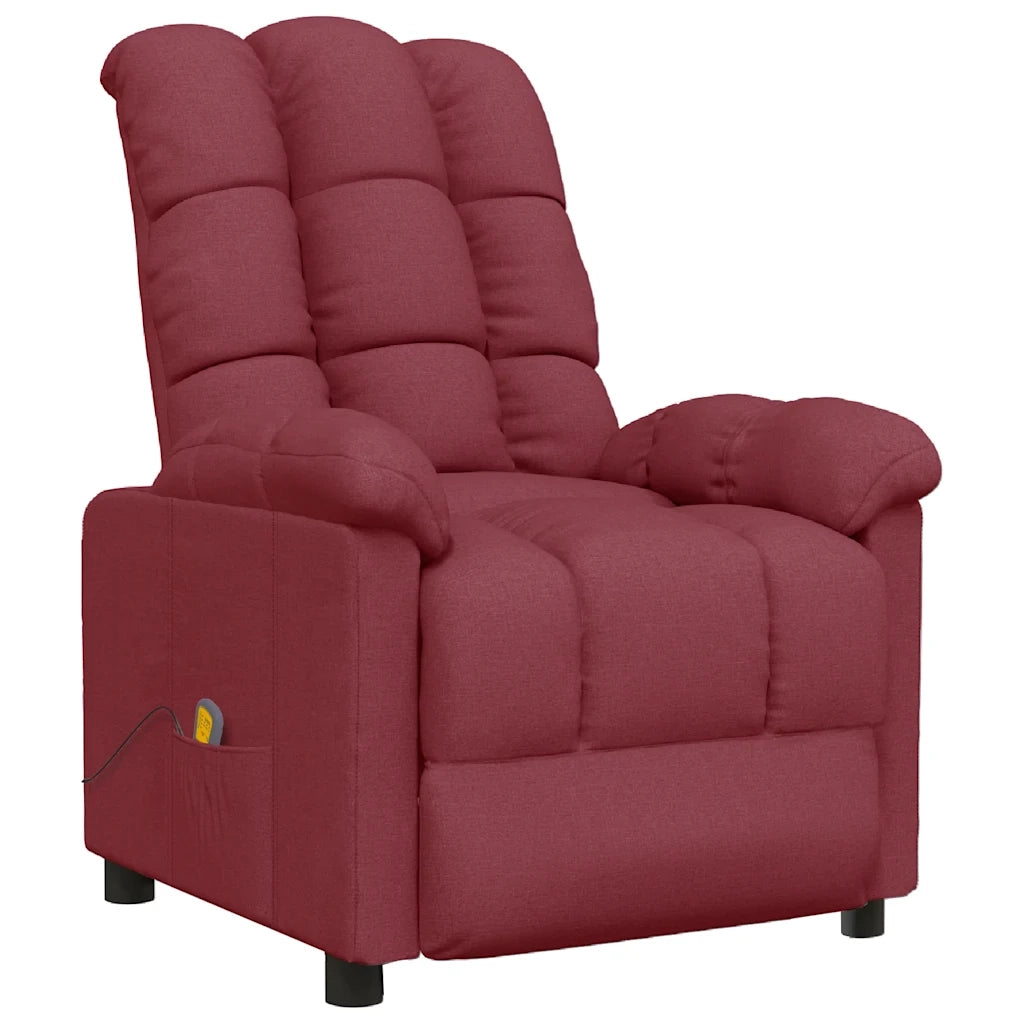 Poltrona Massaggiante Elettrica Rosso Vino in Tessuto 289809