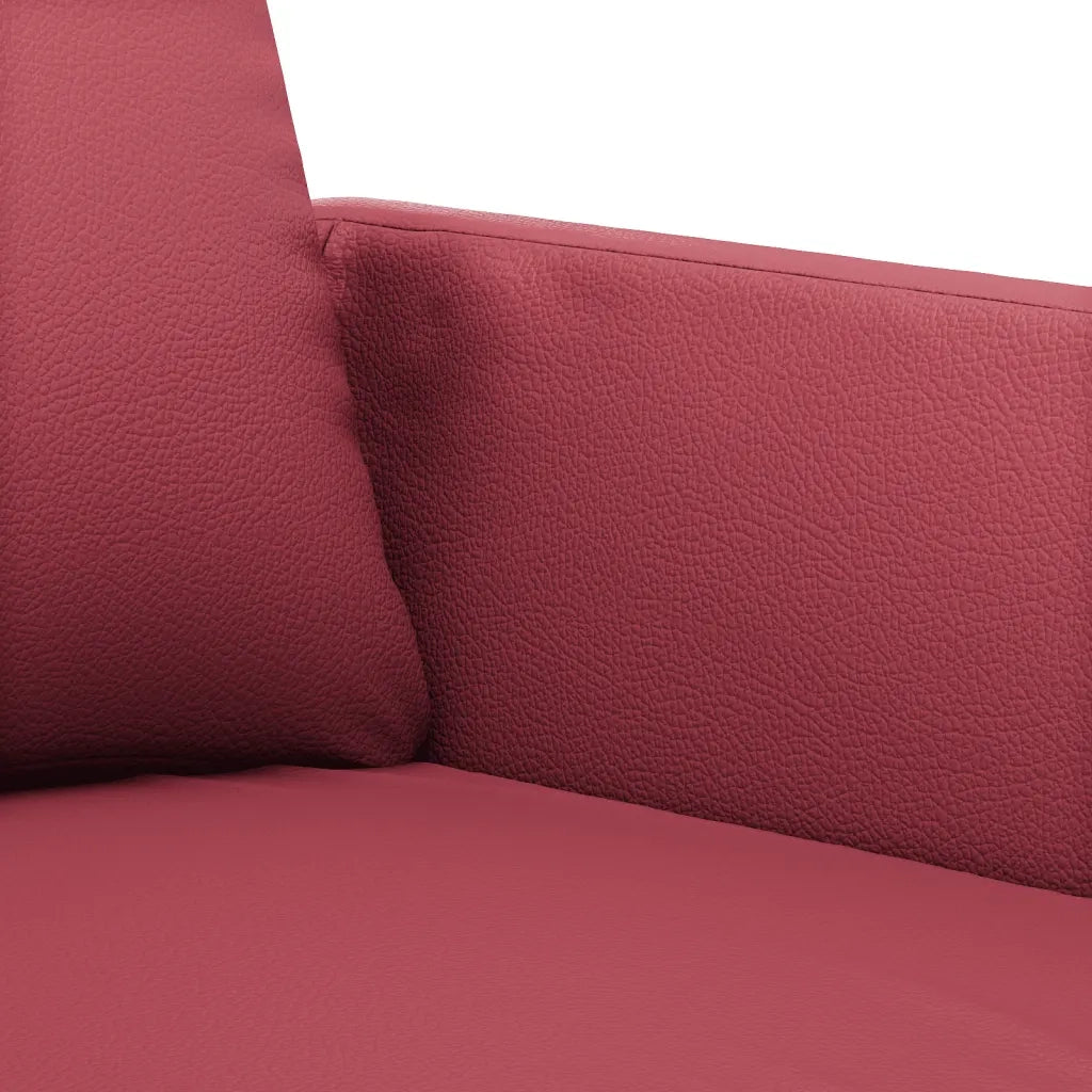 Set di Divani 3 pz con Cuscini Rosso Vino in Similpelle 3201768