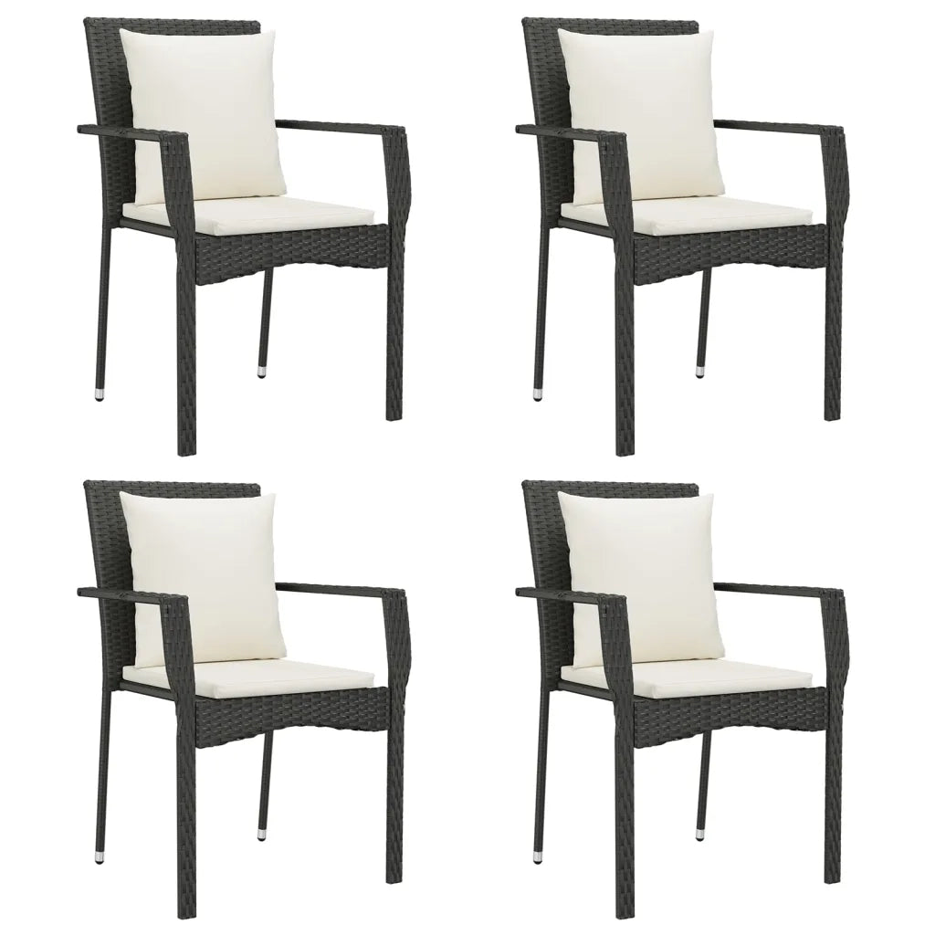Set da Pranzo da Giardino 5 pz Nero con Cuscini in Polyrattan 3185108