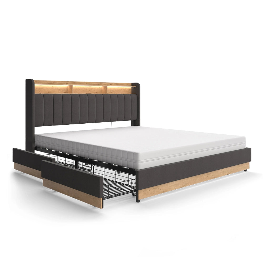 Vitalispa Letto imbottito Antracite 180x200 cm con materasso
