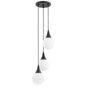 Lampada a sospensione nera 3 sfere bianche E14 Gemini