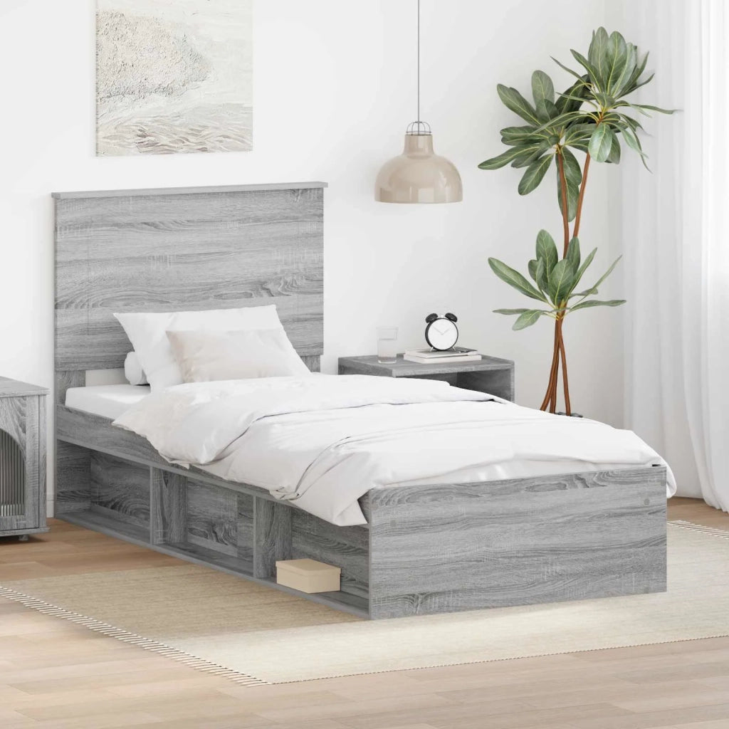 Letto singolo | Letto per adulti | Struttura del letto Grigio Sonoma 90 x 200 cm Pino massello