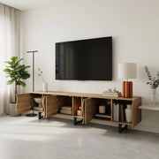 Cassettiera per TV naturale in MDF e truciolare lunghezza 191 cm