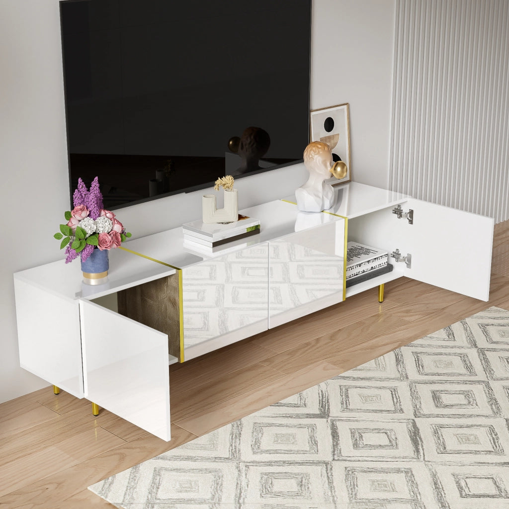 Cassettiera per TV bianca in MDF lunghezza 170 cm