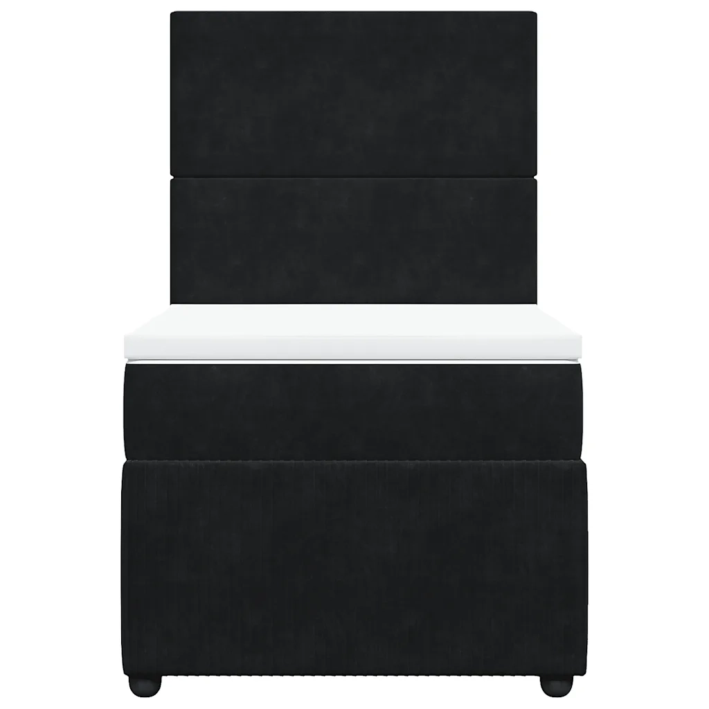 Giroletto a Molle con Materasso Nero 80x200 cm in Velluto 3292186