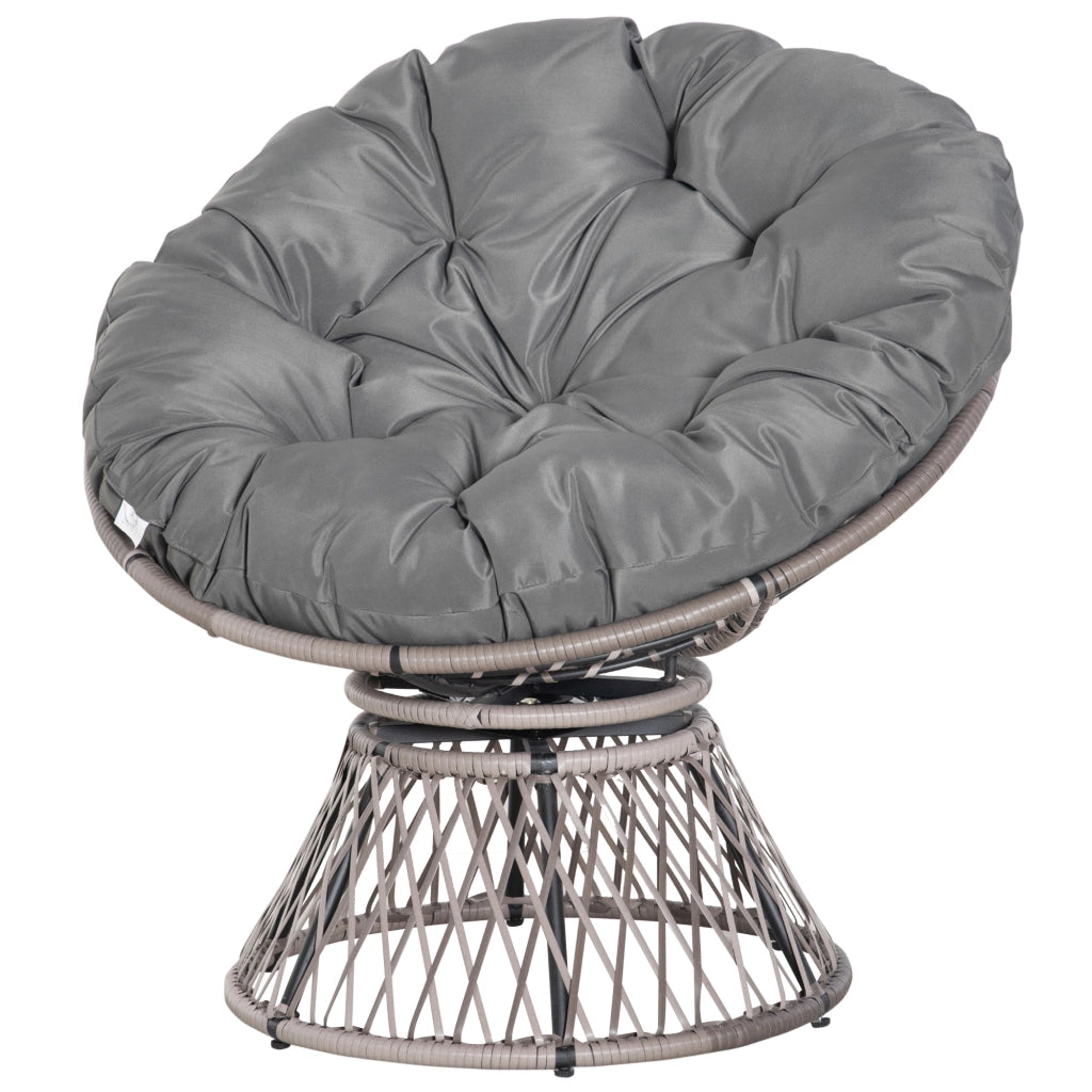 Poltrona da giardino girevole con cuscino ¨C Zephmum ¨C Grigio, 97x86 cm