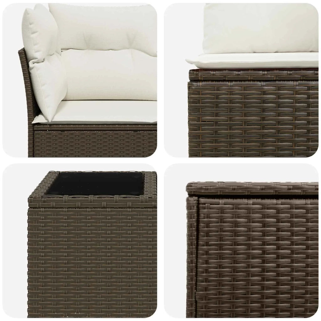 Set di divani 6 pz Marrone e Bianco Crema 3447348
