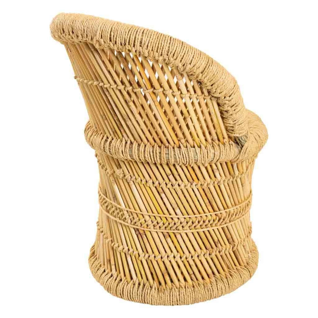 Set di 2 poltrone e sgabello in bambù e corda marrone