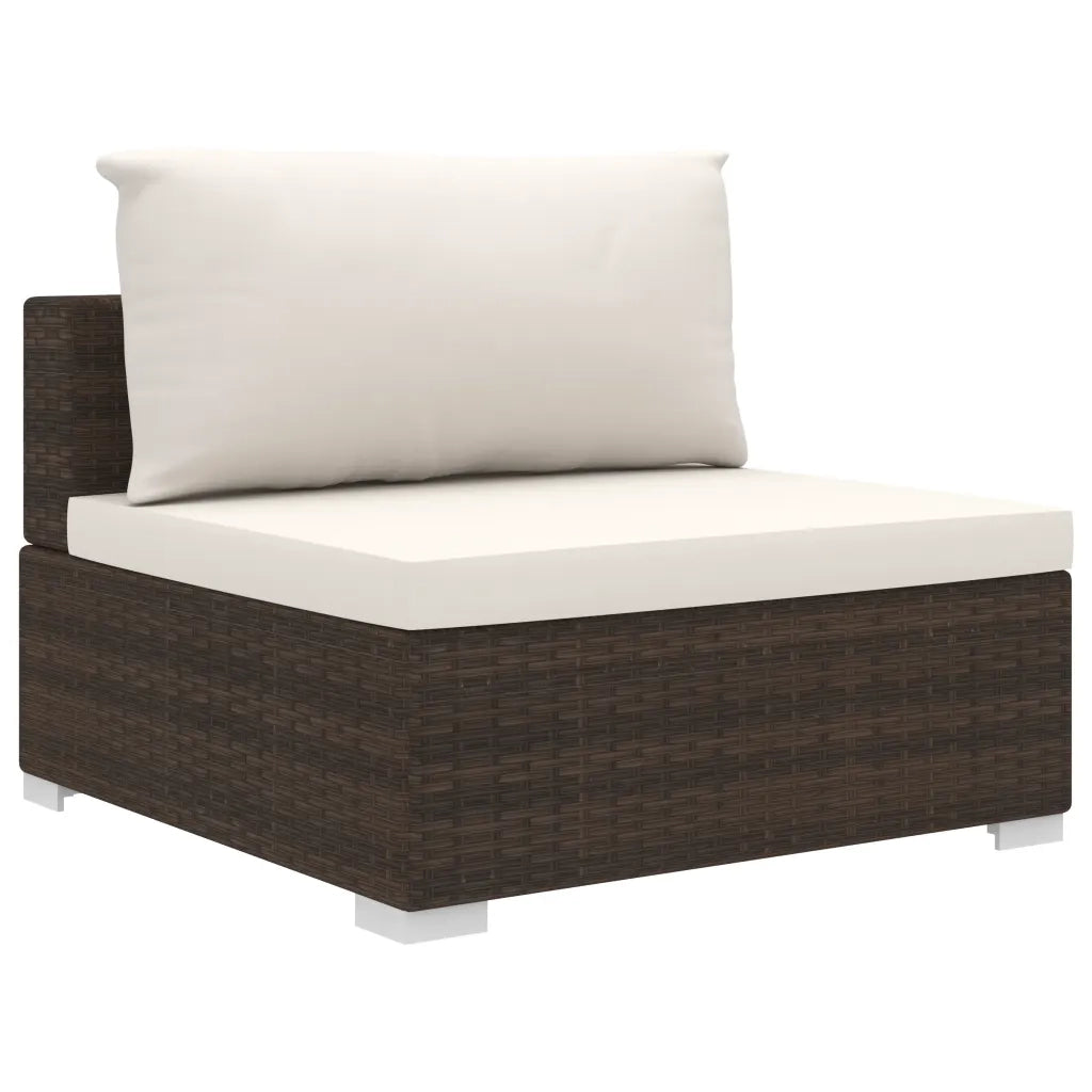 Set Divani da Giardino 11 pz con Cuscini in Polyrattan Marrone 48319