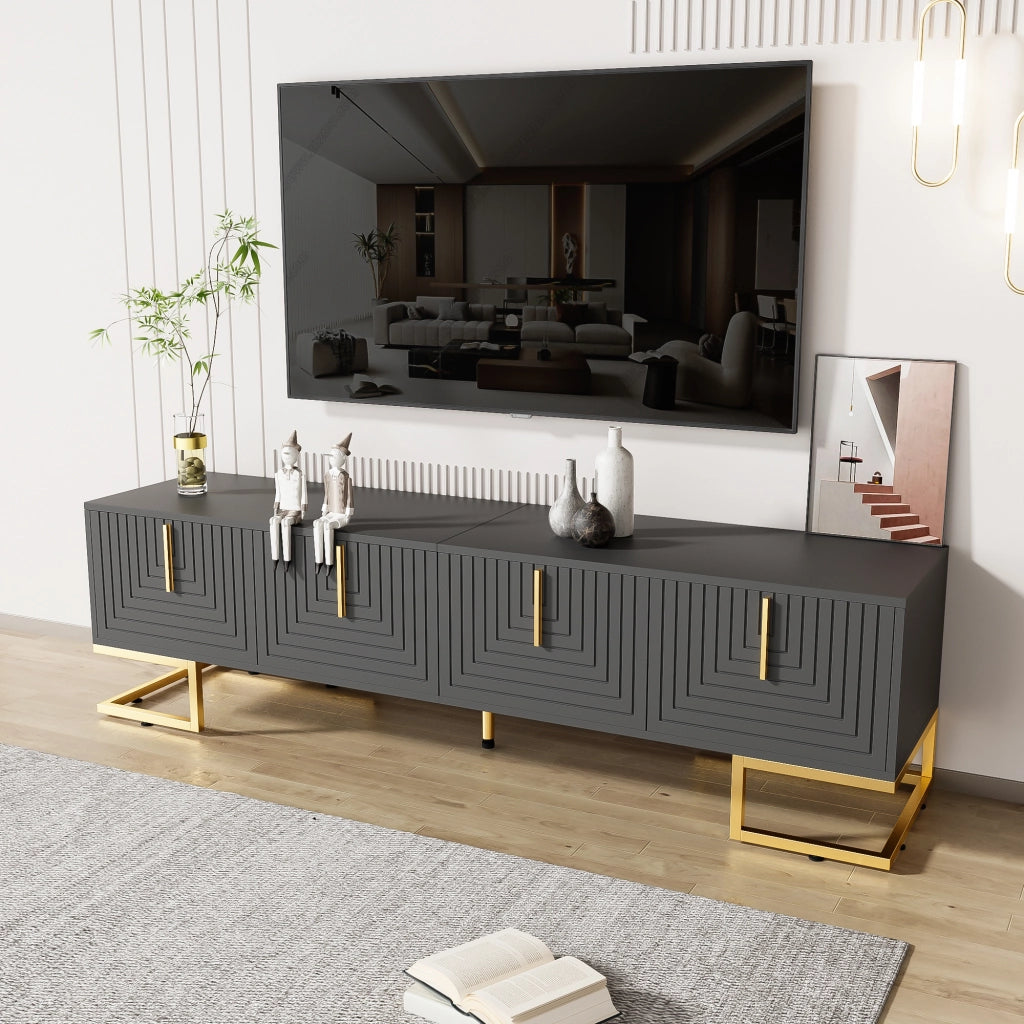 Cassettiera per TV grigia in truciolato lunga 170 cm