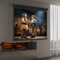 Telo Proiettore 100" Regolabile con Montaggio a Soffitto e Parete, Formato 4:3, 203x152cm, Bianco e Nero