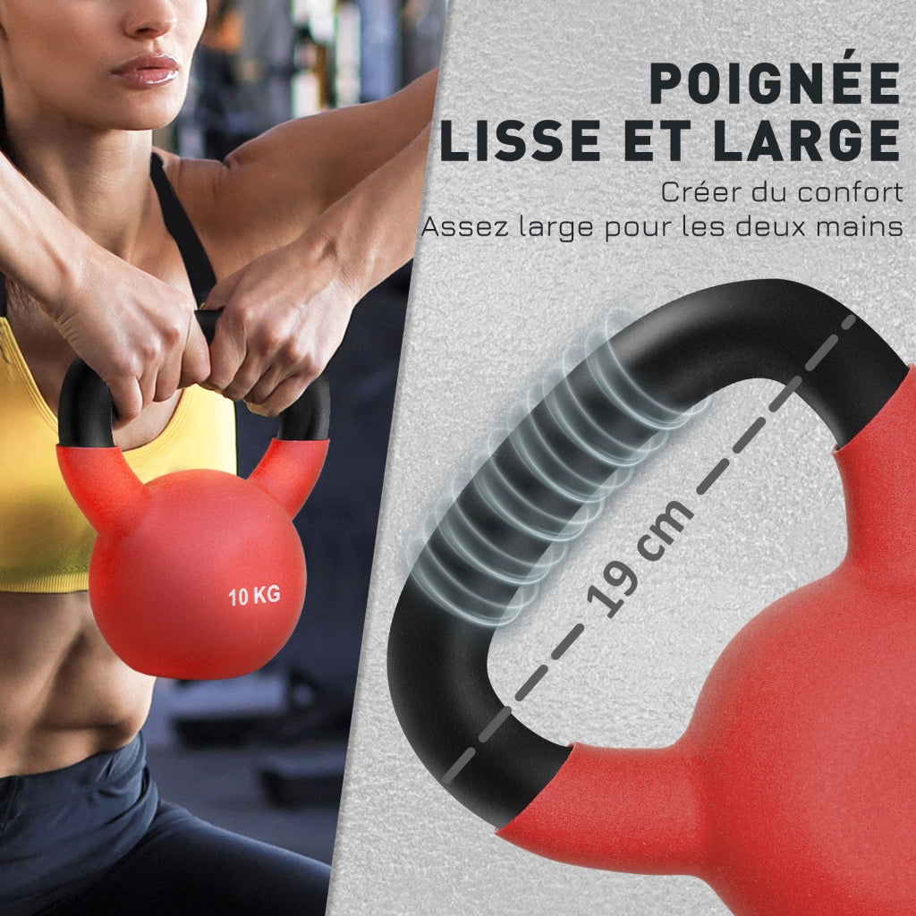 Kettlebell 10 kg ¨C Minimal ¨C 19x12x22cm rosso e nero