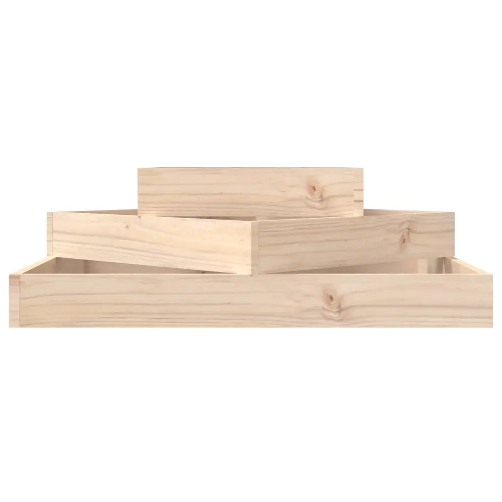 Fioriera da giardino a 3 livelli dal design rustico 83 x 83 x 27 cm realizzata in legno di pino naturale 02_0048485