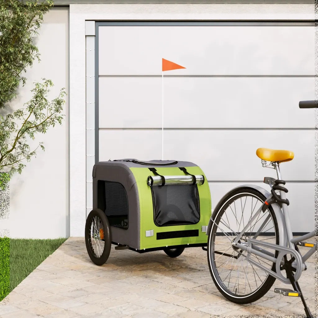 Rimorchio da Bici per Animali Verde e Grigio Oxford e Ferro 93843