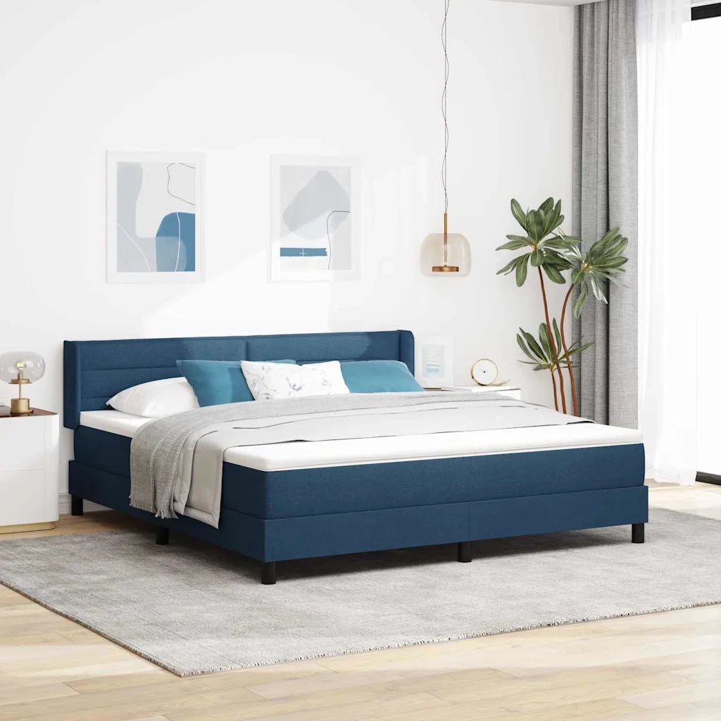 Letto a molle con testiera Blu 200 x 180 cm Tessuto 3341061
