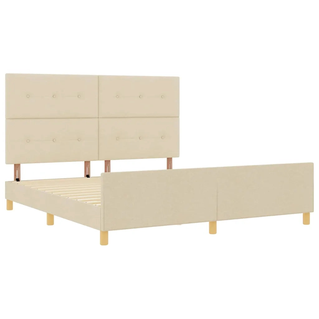 Struttura del letto con testiera Crema 180 x 200 cm Tessuto