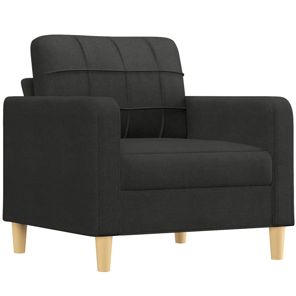 Set di Divani 4 pz con Cuscini Nero in Tessuto
