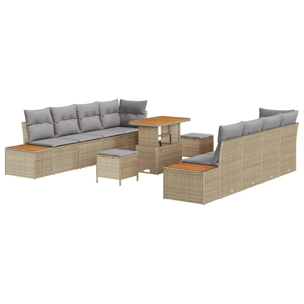 Set Divano da Giardino 11 pcs Beige polyrattan