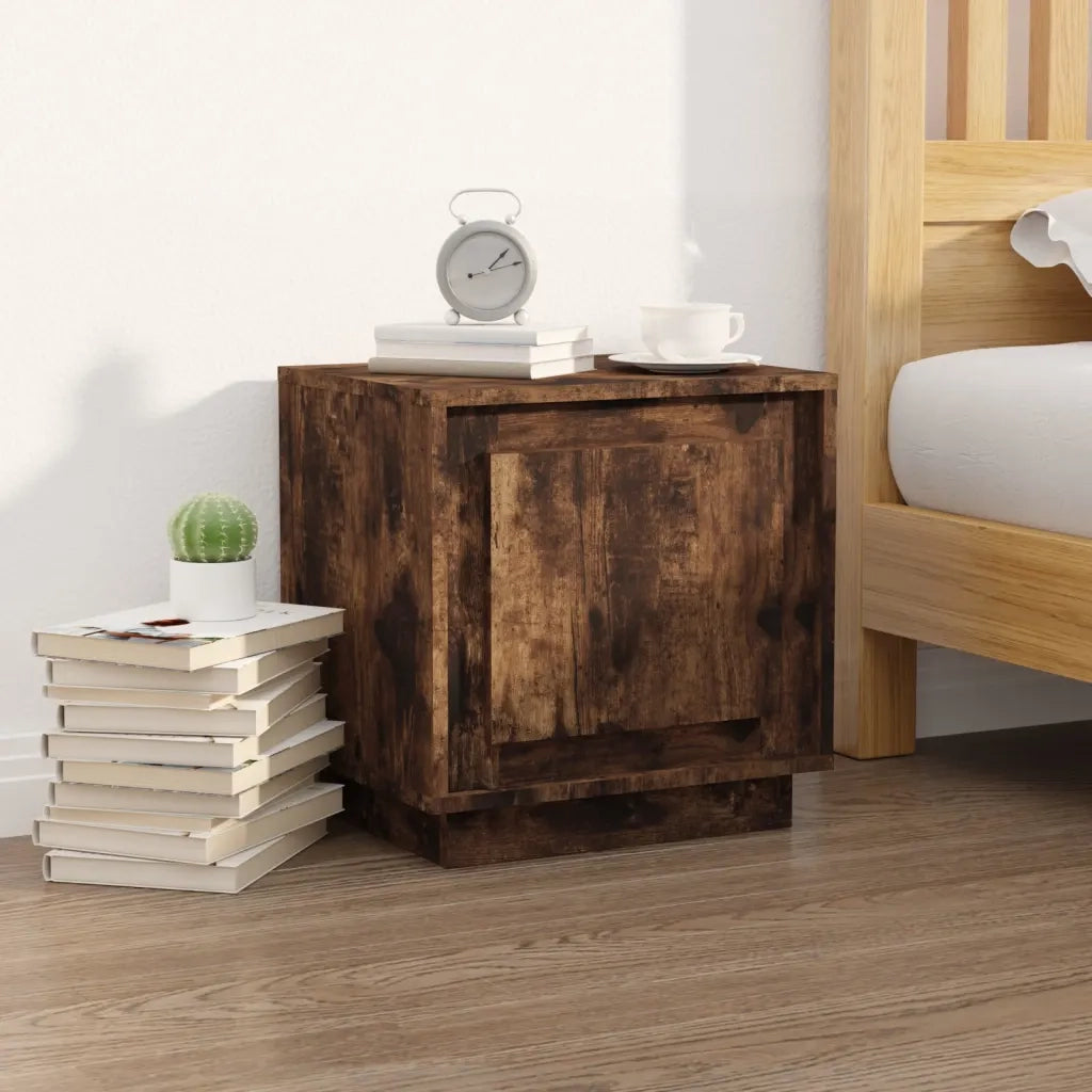 Set di 2 Comodini | Armadio da Notte | Mobiletto da notte Rovere Fumo 44x35x45 cm in Legno Multistrato