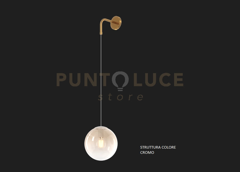 APPLIQUE CROMO 1 LUCE VETRO AMBRA 1194CR-A-AM