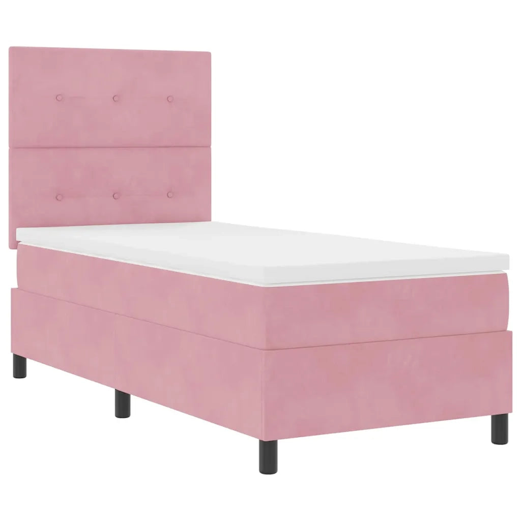 Letto a molle con materasso Rosa 80 x 200 cm Velluto 3339799
