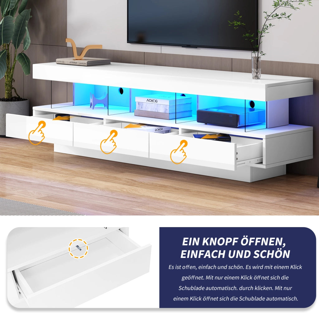 Cassettiera per TV bianca lucida in truciolare lunghezza 160 cm