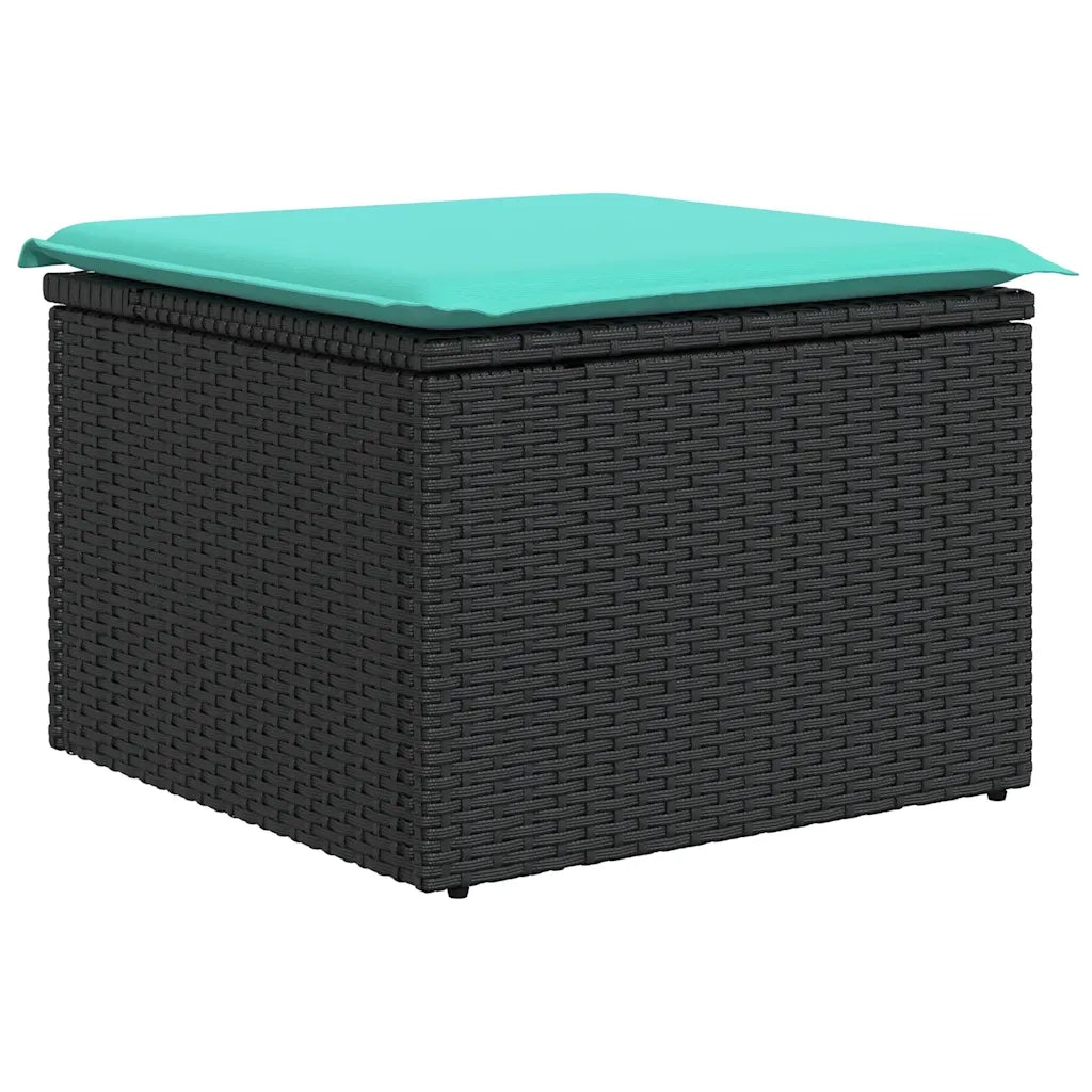 Set Divani Giardino 10pz con Cuscini Nero in Polyrattan Acacia 3327634