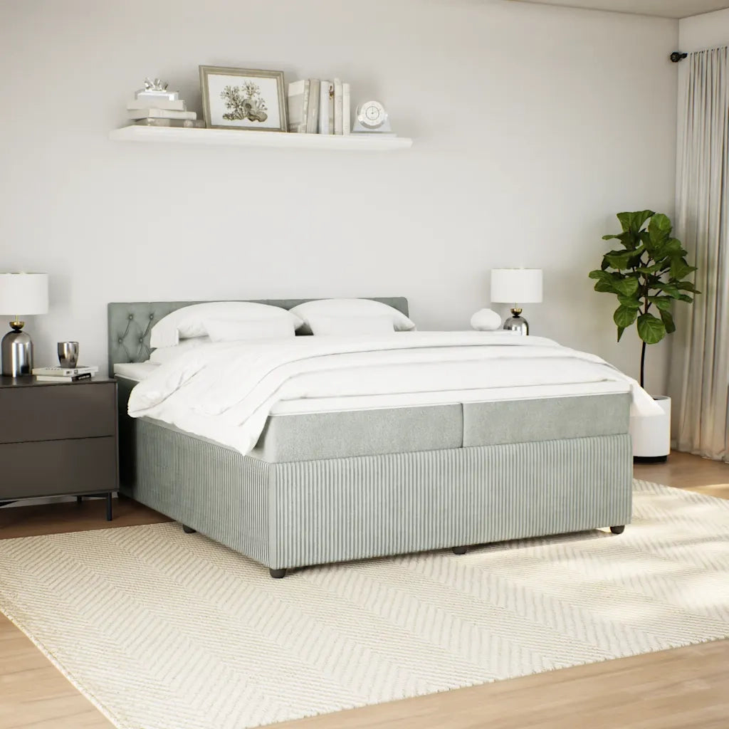 Giroletto a Molle con Materasso Grigio Chiaro 200x200cm Velluto 3287836