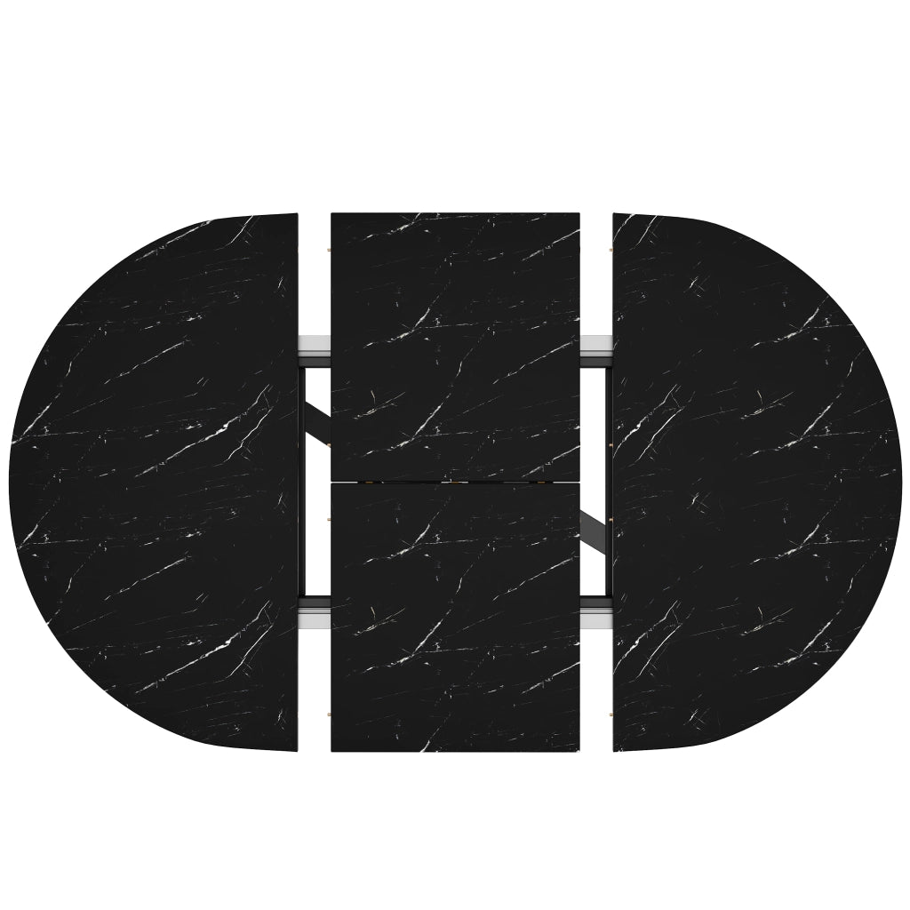 TAVOLO rotondo allungabile 100-140 cm in MDF e metallo nero