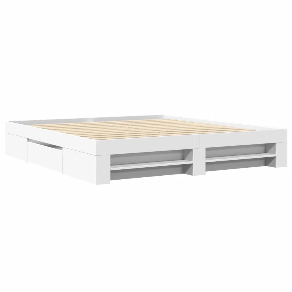 Letto matrimoniale | Letto per adulti | Giroletto senza Materasso Bianco 180x200 cm Legno Multistrato