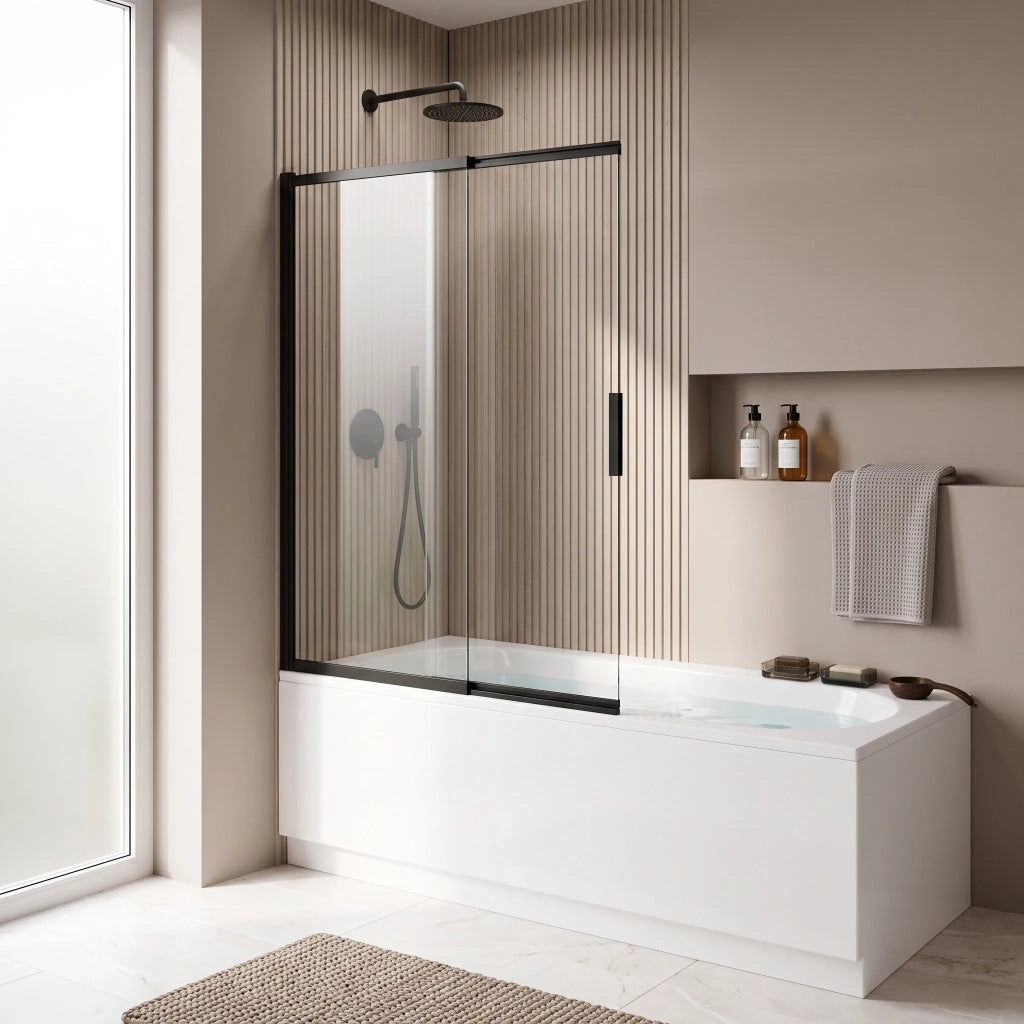 Paravento Vasca Scorrevole Rea Dario Black 120