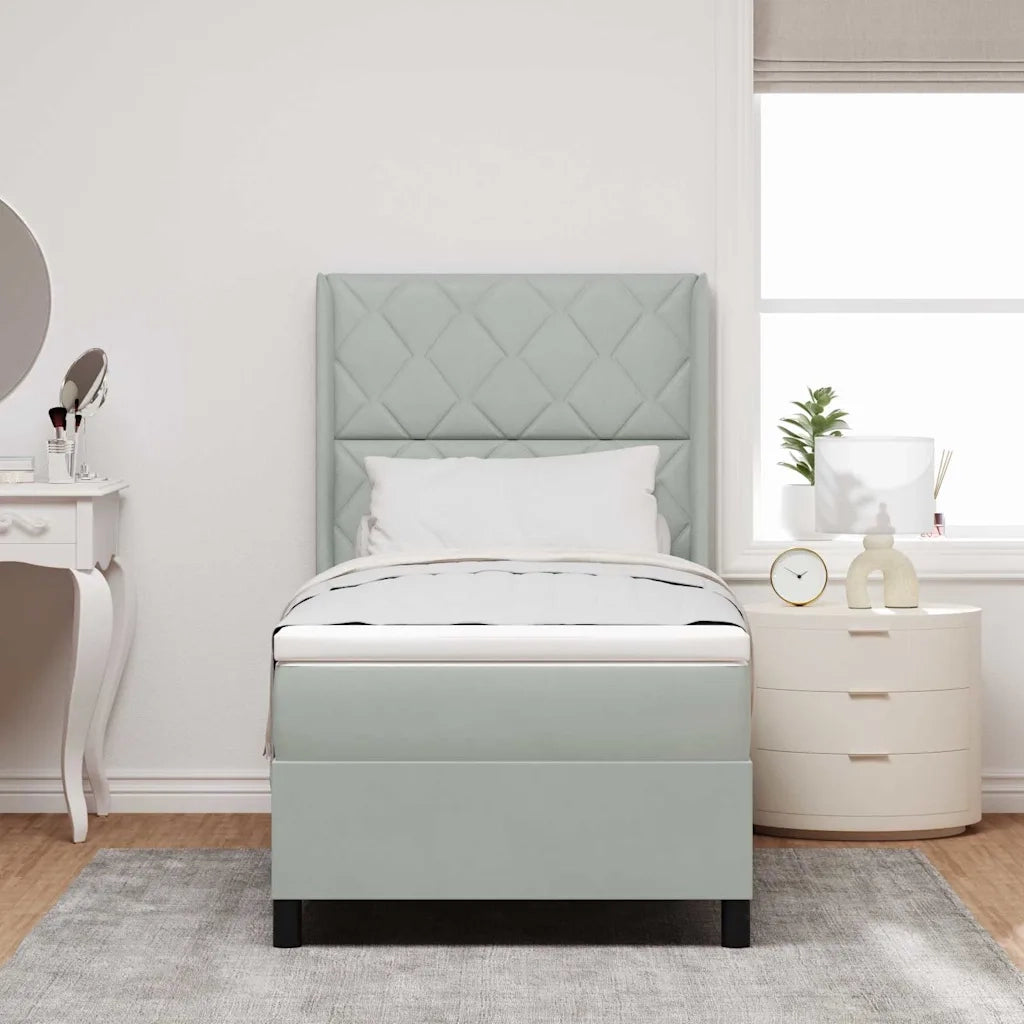 Letto a molle con strisce LED Grigio chiaro 90 x 200 cm Velluto 3343904
