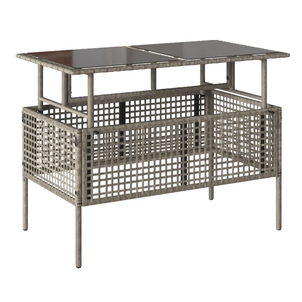 Divano da Giardino 4pz Cuscini-Sofa da Giardino-Divano da esterno Grigio Chiaro Polyrattan e Vetro