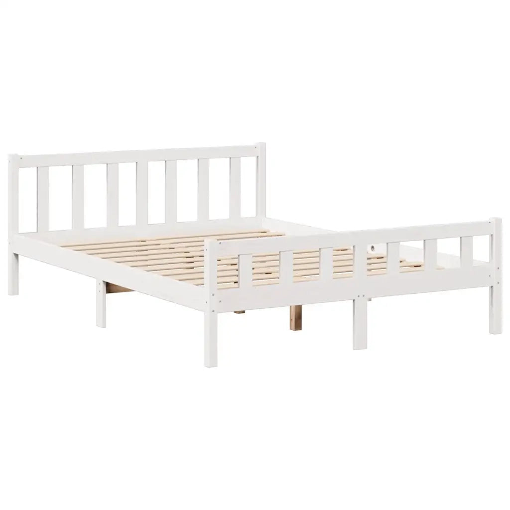 Letto matrimoniale | Letto per adulti | Letto Libreria senza Materasso Bianco 150x200 cm Legno di Pino