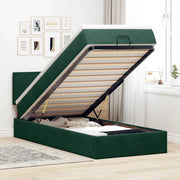 Pouf Letto con Materasso e LED Verde Scuro 80x200cm in Velluto 3312515
